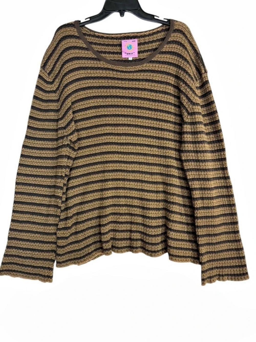 UNIF Off-Grid Cropped Sweater Striped Brown & Black Large